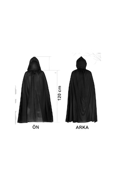 Siyah Uzun Pelerin 120 Cm Kapüşonlu Cosplay Ve Parti Kostümü Bx40