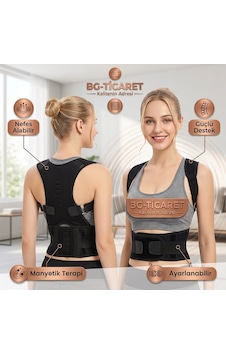 Ankaflex Manyetik Dik Duruş Korsesi Ayarlanabilir Omuz Sırt Bel Destekleyici Kamburluk Önleyici Unisex Siyah Günlük Kullanım Ankaflex Manyetik Dik Duruş Korsesi Ayarlanabilir Omuz Sırt Bel Destekleyici Kamburluk Önleyici Unisex Siyah Günlük Kullanım