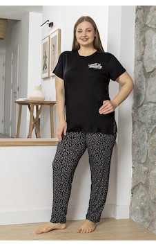 Aydoğan Büyük Beden Kadın Kısa Kol Viskon Pijama Takımı 250059 Siyah Aydoğan Büyük Beden Kadın Kısa Kol Viskon Pijama Takımı 250059 Siyah
