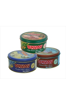 Okyay Vanilyalı + Kakao + Antep Fıstıklı Tahin Helvası 3 x 840 G Okyay Vanilyalı + Kakao + Antep Fıstıklı Tahin Helvası 3 x 840 G