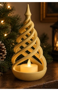 Minimalist Spiral Noel Ağacı Şeklinde Led Mum Tutucu Altın Minimalist Spiral Noel Ağacı Şeklinde Led Mum Tutucu Altın