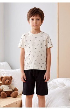 Remsa Erkek Çocuk Kısa Kol Şortlu Penye Pijama Takımı 4310 Ekru Remsa Erkek Çocuk Kısa Kol Şortlu Penye Pijama Takımı 4310 Ekru