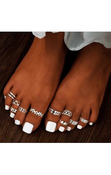 Girift Vintage Glowen Ayak Parmak Yüzük Seti Gri Girift Vintage Glowen Ayak Parmak Yüzük Seti Gri
