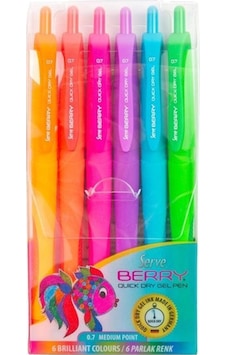 Berry Jel Tükenmez Kalem Seti Neon Renk 0.7mm Tek Renk