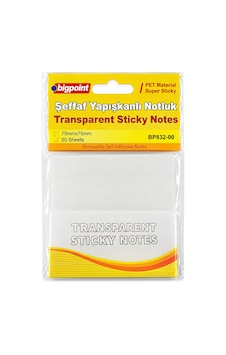 Bigpoint Pet Yapışkanlı Şeffaf Notluk 75x75mm X 12 Adet Bigpoint Pet Yapışkanlı Şeffaf Notluk 75x75mm X 12 Adet