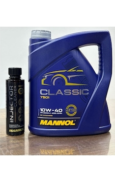 Mannol 10W-40 Mannol Classic Yüksek Performanslı Motor Yağı + Yüksek Etkili Injector Cleaner 250 ML Benzin Enjektör Temizleyici