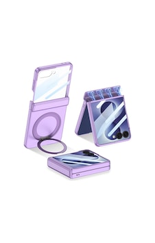 Samsung Galaxy Uyumlu Z Flip 8 Kılıf M-safe Şarj Özellikli Tek Renk Ring Standlı Kapak Kpt-06 Mor Samsung Galaxy Uyumlu Z Flip 8 Kılıf M-safe Şarj Özellikli Tek Renk Ring Standlı Kapak Kpt-06 Mor