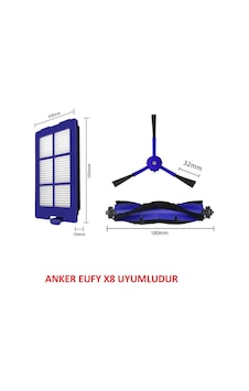 Anker Uyumlu Eufy Uyumlu X8 Uyumlu Ana Fırça Yan Fırça Ve Hepa Filtre Seti Anker Uyumlu Eufy Uyumlu X8 Uyumlu Ana Fırça Yan Fırça Ve Hepa Filtre Seti