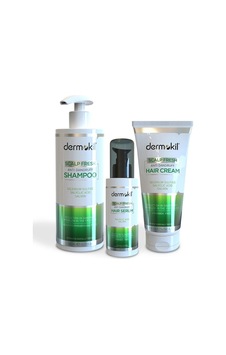 Dermokil Scalp Fresh Kepek Karşıtı Şampuan 390 ML + Saç Kremi 200 ML + Serum 75 ML Dermokil Scalp Fresh Kepek Karşıtı Şampuan 390 ML + Saç Kremi 200 ML + Serum 75 ML
