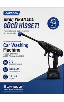 Carboon Car-8103 21v 22.000rpm 6.000 Mah Batarya Basınçlı Araç Yıkama Makinesi Oto Yıkama Makinası Tazdik Tabancası Carboon Car-8103 21v 22.000rpm 6.000 Mah Batarya Basınçlı Araç Yıkama Makinesi Oto Yıkama Makinası Tazdik Tabancası