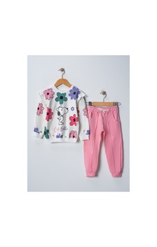Veramoni Kız Çocuk Cute Belle Çiçek Baskılı Uzun Kollu Eşofman Sweatshırt Takım Pembe Veramoni Kız Çocuk Cute Belle Çiçek Baskılı Uzun Kollu Eşofman Sweatshırt Takım Pembe