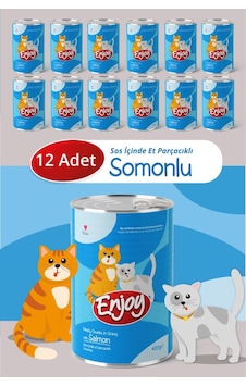 Enjoy Somonlu Kedi Konservesi Sos İçinde Et Parçacıklı 400 Gr X12 Enjoy Somonlu Kedi Konservesi Sos İçinde Et Parçacıklı 400 Gr X12