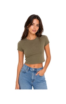Only Onlhannah S/s O-neck Short Top Kadın Crop T-shirt 15353070 Yeşil Only Onlhannah S/s O-neck Short Top Kadın Crop T-shirt 15353070 Yeşil
