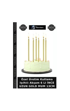 Özel Üretim Kutlama Işıltılı Akşam 6 Lı İnce Uzun Gold Mum 13cm Özel Üretim Kutlama Işıltılı Akşam 6 Lı İnce Uzun Gold Mum 13cm