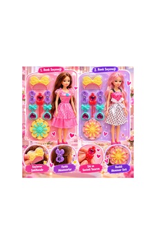 Aksesuarlı Oyuncak Bebek Seti, Saç Aksesuarları Dahil Pembe - 928050743