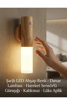 Şarjlı Ahşap Görünümlü Led Duvar Lambası Kablosuz Hareket Sensörlü Günışığı Aplik Rekli Şarjlı Ahşap Görünümlü Led Duvar Lambası Kablosuz Hareket Sensörlü Günışığı Aplik Rekli