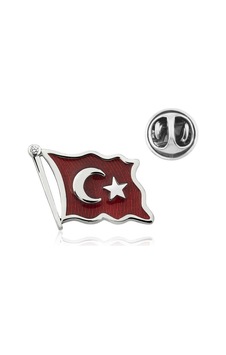 Kenpazar 925 Ayar Gümüş Türk Bayrağı Rozet Gümüş
