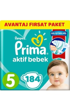 Prima Pampers Aktif Bebek Avantaj Fırsat Paket Bebek Bezi 11-16 KG 5 Beden 184 Adet