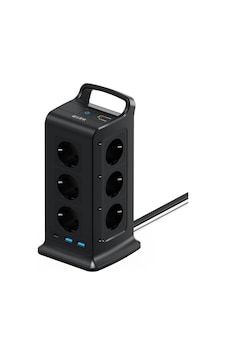 S-link Prz02 Voltbar 12 Soketli 2 Usb+type-c Pd Hızlı Şarjlı 2m 1050 Joule Tam Bakır Kablolu Kule Akım Koruma Grup Priz S-link
