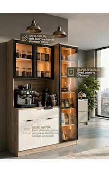 Dream Premium Kahve İstasyonu - Kahve Köşesi Ve Mutfak Ünitesi - Safir Meşe Füme Temperli Camlı Led Modül Safir Meşe Dream Premium Kahve İstasyonu - Kahve Köşesi Ve Mutfak Ünitesi - Safir Meşe Füme Temperli Camlı Led Modül Safir Meşe