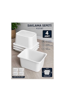 Oyuncak Dolabı Sepeti Saklama Kutusu Oyuncak Sepeti Çok Amaçlı Dolap Sepeti Beyaz 4 Adet Beyaz Geniş Sepet