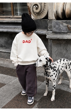 Monila Unisex Çocuk Baba Baskılı 3 İplik Kumaş Pamuklu Sweatshirt Ekru Monila Unisex Çocuk Baba Baskılı 3 İplik Kumaş Pamuklu Sweatshirt Ekru