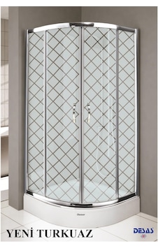 Desaş Shower Yeni Turkuaz Teknesiz Oval Baklava Desenli Cam Duşakabin 90 x 90 5 MM Gümüş Desaş Shower Yeni Turkuaz Teknesiz Oval Baklava Desenli Cam Duşakabin 90 x 90 5 MM Gümüş
