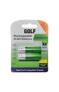 ŞARJLI PİL AA KALEM 3000MAH 3000 SERIES NI-MH (2 ADET) GOLF ŞARJLI PİL AA KALEM 3000MAH 3000 SERIES NI-MH (2 ADET) GOLF