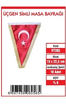 Üçgen Bayrak Simli 15 x 22 CM
