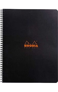 Rhodia Basic A4+ Kareli 80 Sayfa Siyah Kapak Spiralli Siyah Kapak