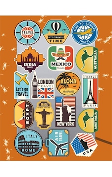 Vintage Travel Sticker Seti Laptop Ajanda Notebook Tablet Telefon Defter Etiket Bullet Journal Diğer