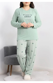 Seka Store Seka Viskon Büyük Beden Pijama Takımı Mint - 50727.1049. Çok Renkli Seka Store Seka Viskon Büyük Beden Pijama Takımı Mint - 50727.1049. Çok Renkli