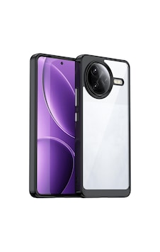 Caseonn Xiaomi Poco F7 Pro Kılıf Kamera Korumalı Darbe Emici Şeffaf Arka Kapak Siyah