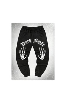 Tarzsokak Goth Guys Skeleton Hand Print Eşofman Altı Siyah