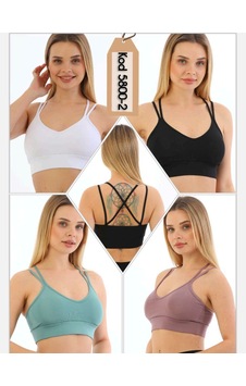 Form Angel Askılı Pedli Sütyen Set 5 Adet 5800-2 Lila - Beyaz - Ten