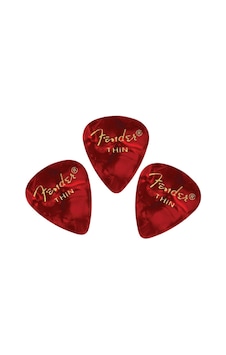 Fender Gitar Penası 3 Adet Premium Celluloid 351 Shape Thin Red Moto