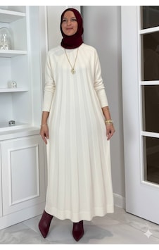 Rabia Şamlı Beyza Fitilli Triko Elbise Taş Normal Rabia Şamlı Beyza Fitilli Triko Elbise Taş Normal