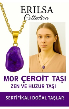 Erilsa Sertifikalı Ham İşlenmemiş Mor Çeroit Taşı Kolye Ruhsal Şifa, D Çok Renkli Erilsa Sertifikalı Ham İşlenmemiş Mor Çeroit Taşı Kolye Ruhsal Şifa, D Çok Renkli