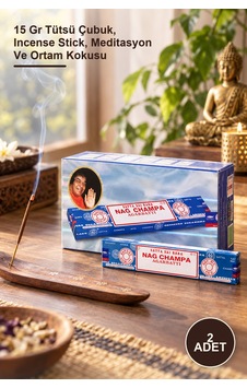 2 Adet Nag Champa Aromalı Çubuk Tütsü 15 Gr Tütsü Çubuk, Incense Stick, Meditasyon Ve Ortam Kokusu 2 Adet Nag Champa Aromalı Çubuk Tütsü 15 Gr Tütsü Çubuk, Incense Stick, Meditasyon Ve Ortam Kokusu