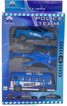 Demir Toys Polis Seti Helikopterli 3lü Demir Toys Polis Seti Helikopterli 3lü