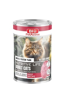 Bio Petactive Nutritive Life Sığır Etli Kedi Konservesi 400 Gr Bio Petactive Nutritive Life Sığır Etli Kedi Konservesi 400 Gr