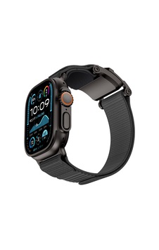 Watch 42mm Uyumlu Mohseven İwatch Mecha Sport Hasır Kordon Siyah-gri