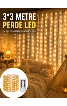 3x3 Metre Perde Led Işık Parti Ve Bahçe Dekorasyonu Yeni Nesil Çokrenkli 3x3 Metre Perde Led Işık Parti Ve Bahçe Dekorasyonu Yeni Nesil Çokrenkli
