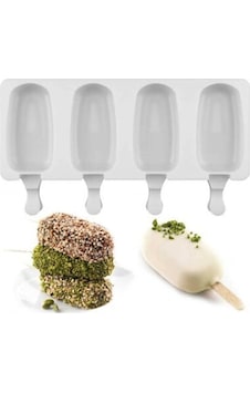 İndecor Houseware Silikon Dondurma Kalıbı 4'lü Büyük Boy Beyaz