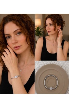 Premium Gümüş Renk Parlak Taş Ve Kalp Detaylı Gümüş Renk Charm 316l Çelik Bileklik 18cm Premium Gümüş Renk Parlak Taş Ve Kalp Detaylı Gümüş Renk Charm 316l Çelik Bileklik 18cm
