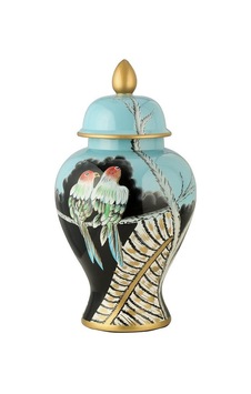 Crearthome İthal Mavi Papağan Desenli Küp Vazo 44 Cm Crearthome İthal Mavi Papağan Desenli Küp Vazo 44 Cm