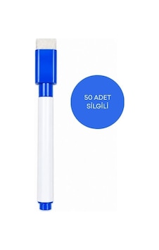 Mavi Mürekkepli Mini Beyaz Tahta Kalemi 50 Li Paket, Silgili Mavi Mürekkepli Mini Beyaz Tahta Kalemi 50 Li Paket, Silgili