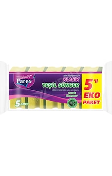 5 Adet Parex Klasik Yeşil Sünger Oluklu 5'li
