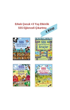 555 Eğlenceli Çıkartma Dizisi 4 Kitap Set, +3 Yaş Erkek Çocuk Etkinlik Kitap Seti 555 Eğlenceli Çıkartma Dizisi 4 Kitap Set, +3 Yaş Erkek Çocuk Etkinlik Kitap Seti