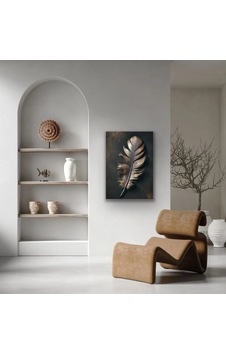 Bronz Tüy Desenli Kanvas Tablo 70x100cm Bronz Tüy Desenli Kanvas Tablo 70x100cm